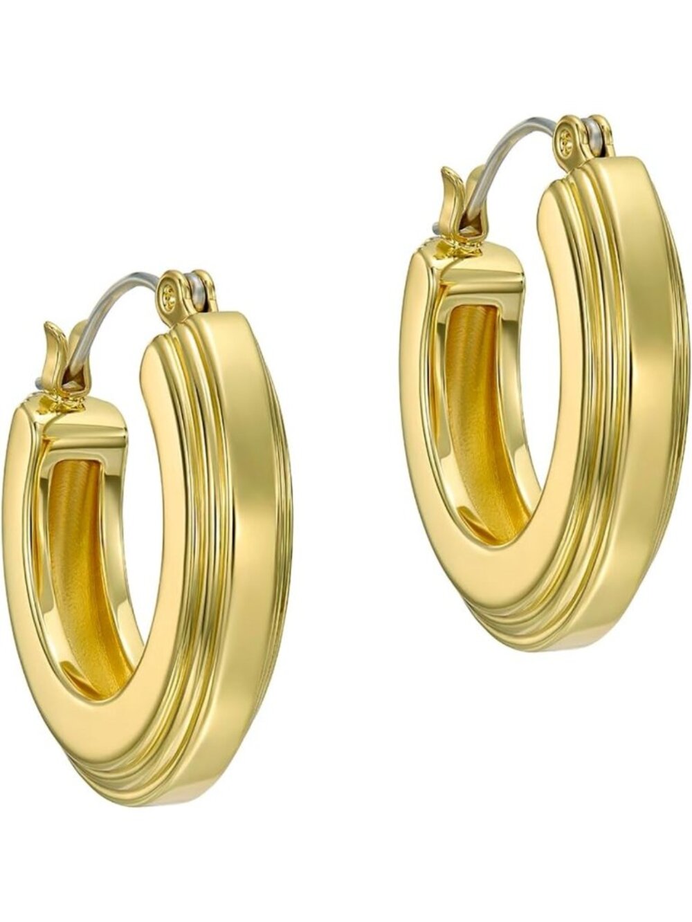 Chic Gold Deco Groove Hoop Earrings for Women - Stylish Statement Jewelry